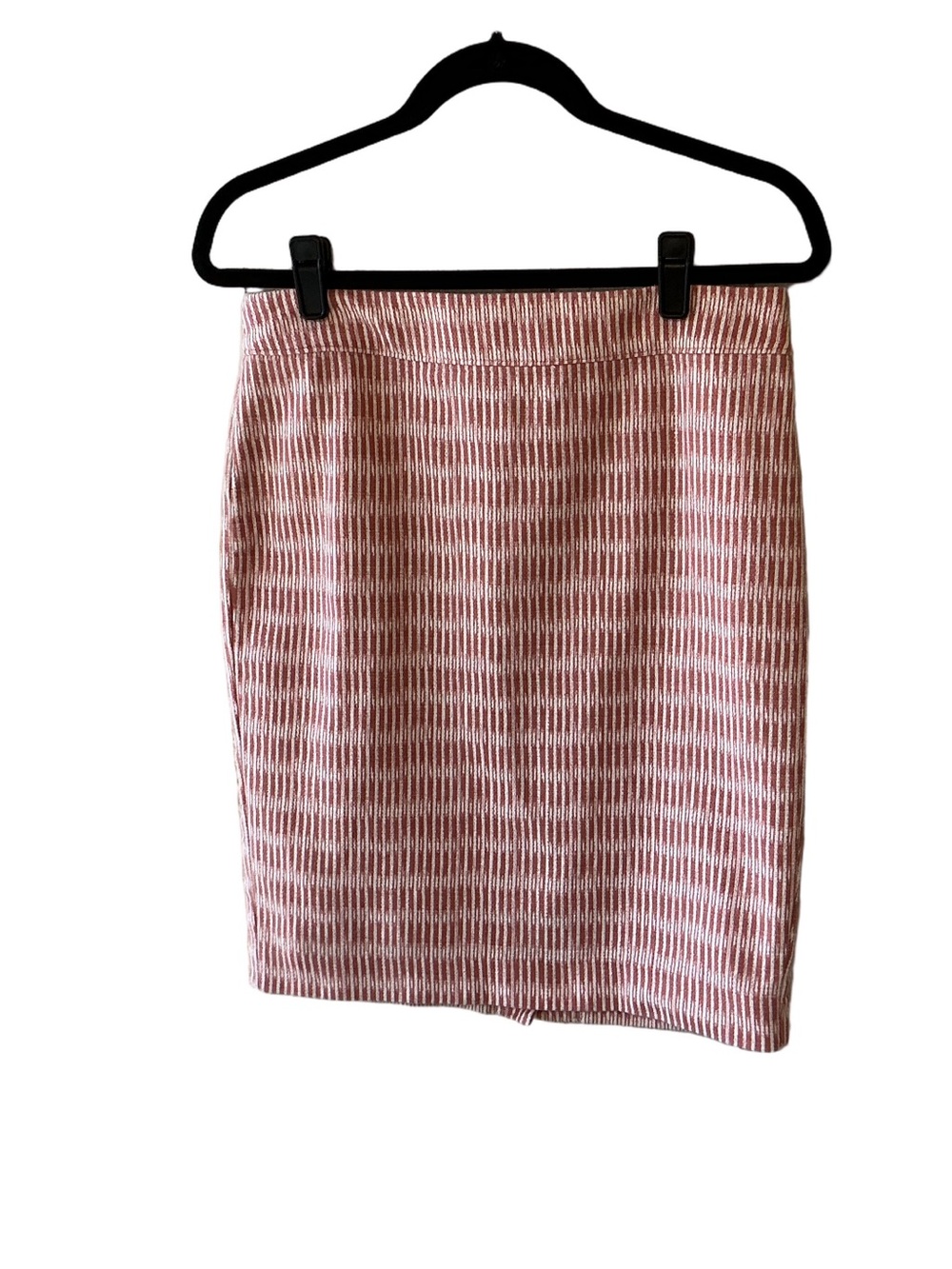 Loft Geometric Print Textured Pencil Skirt Pink Red White Size 8